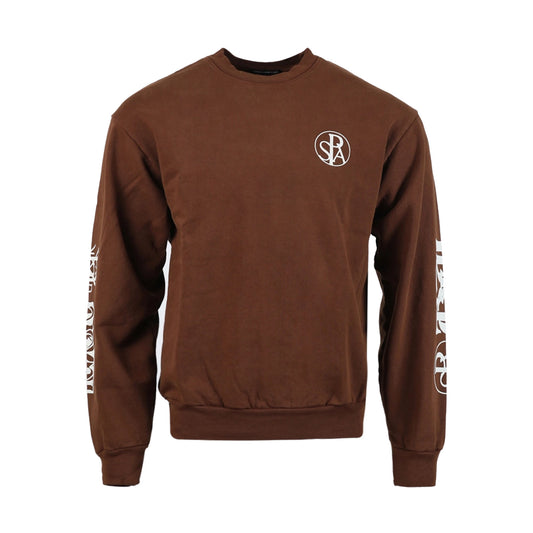 Total Luxury Spa Monogram Crew Fleece Sweatshirt Coffee Brown