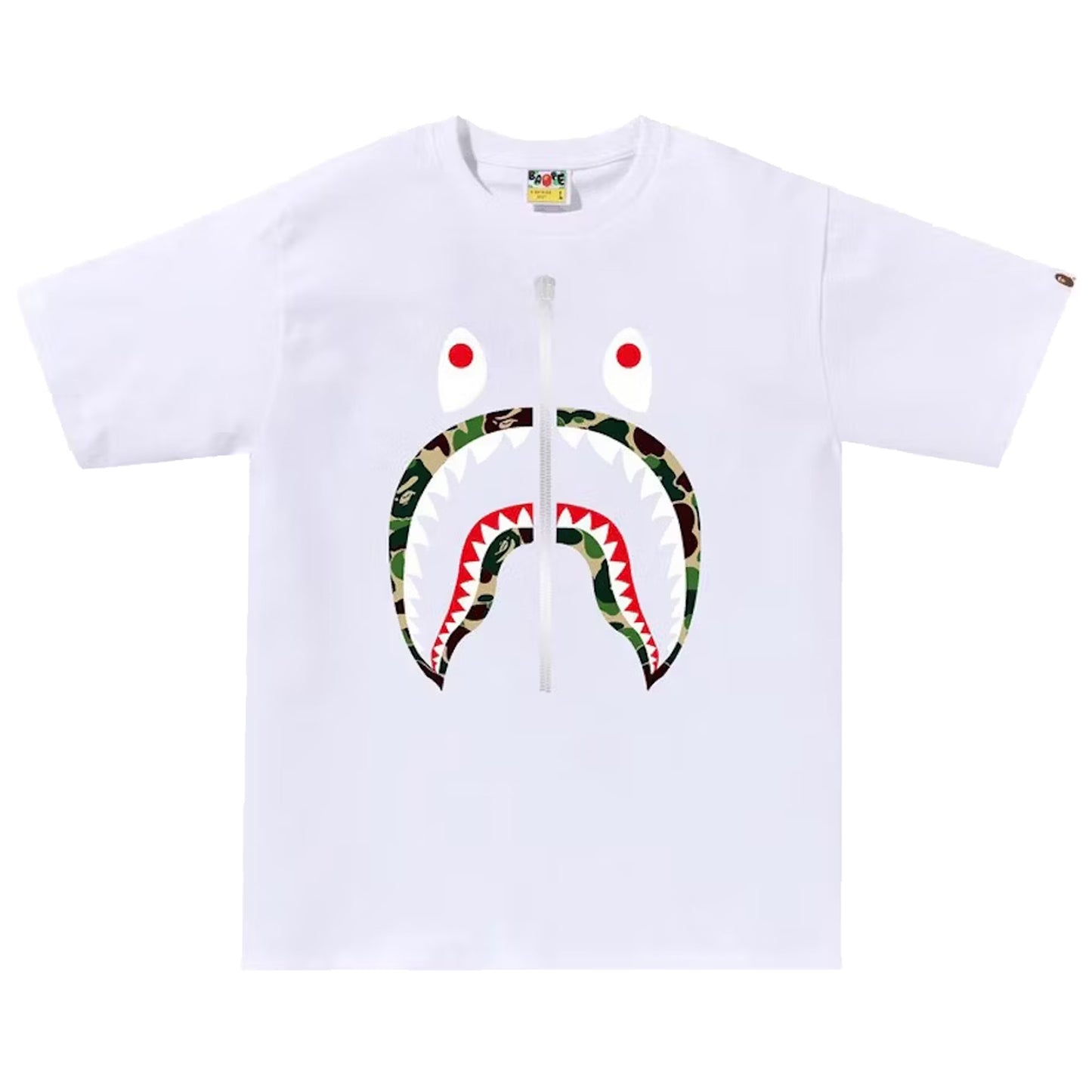 Bape ABC Camo Shark T-Shirt White/Green/Silver