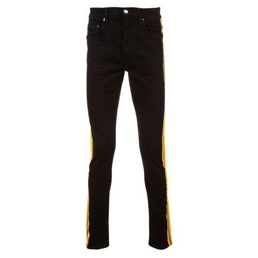 Amiri Stripped Black & Yellow Stack Track Jeans