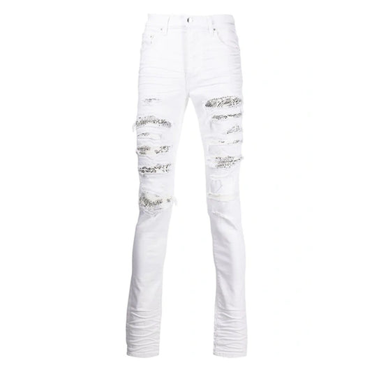 Amiri Bandana Thrasher Skinny White Jeans