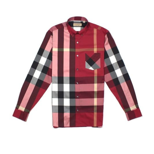 Burberry Check Button Up Shirt Parade Red