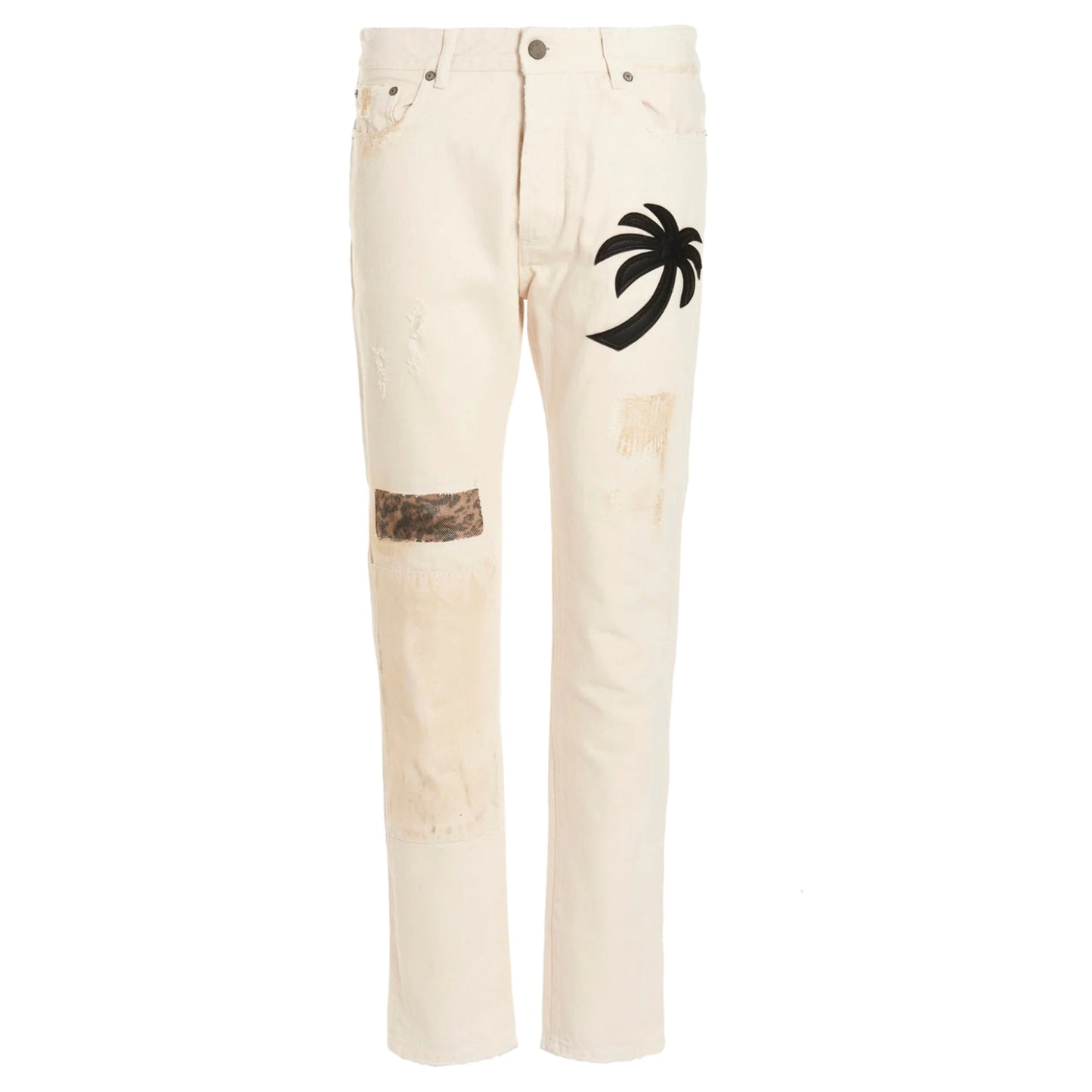 Palm Angels Palm Tree Patch Distressed Jeans