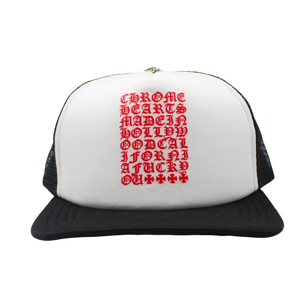 Chrome Hearts Eyechart Trucker Hat Black/White/Red