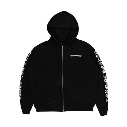 Chrome Hearts Scroll Logo Thermal Zip Up Hoodie Black