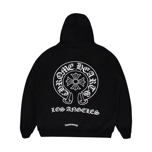 Chrome Hearts Los Angeles Horseshoe Thermal Zip Up Hoodie Black