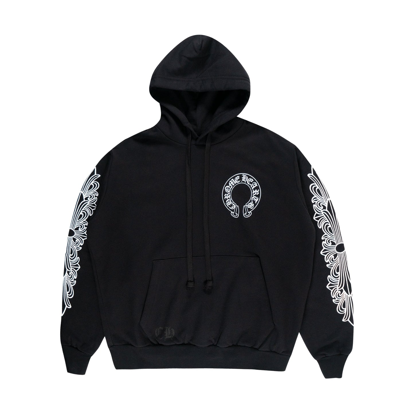 Chrome Hearts Horse Shoe Floral Pullover Hoodie Black