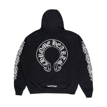 Chrome Hearts Horse Shoe Floral Pullover Hoodie Black