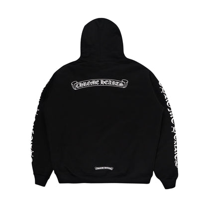 Chrome Hearts Scroll Logo Thermal Zip Up Hoodie Black