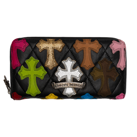 Chrome Hearts Quilted Multi Cross Patch Wallet Black