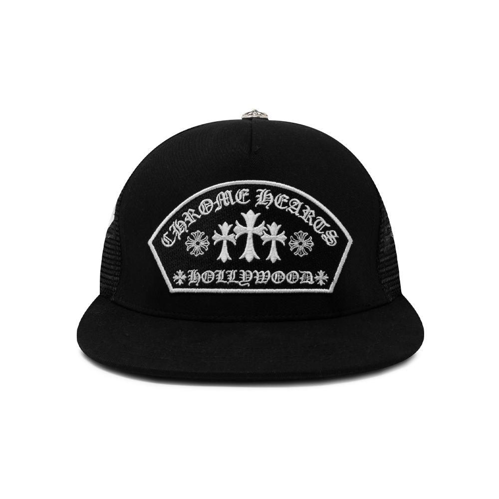 Chrome Hearts Arc Cross Patch Trucker Cap Black/Black