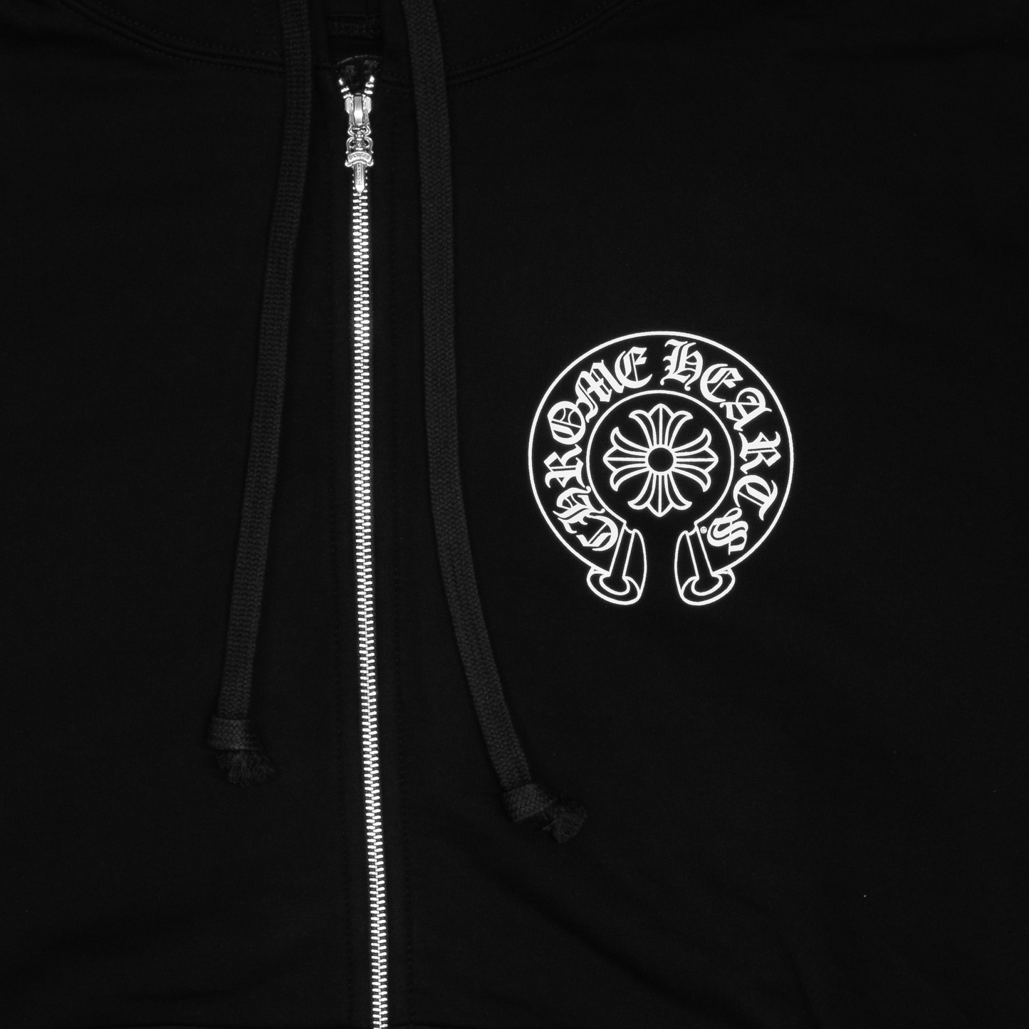 Chrome Hearts Los Angeles Horseshoe Floral Thermal Zip Up Hoodie Black