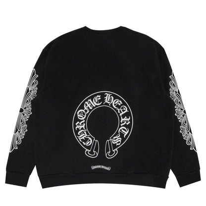 Chrome Hearts Horseshoe Floral Logo Crewneck Black