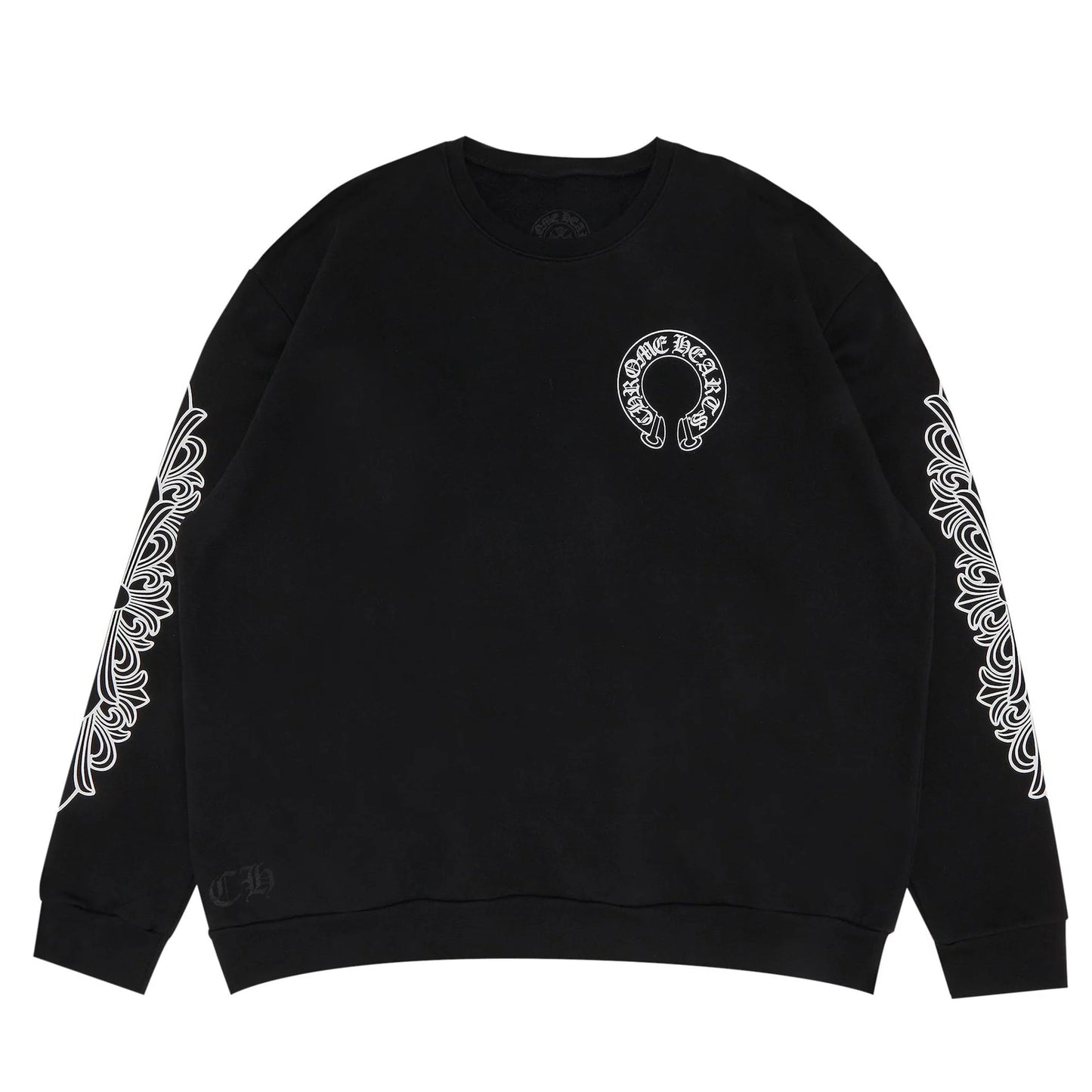 Chrome Hearts Horseshoe Floral Logo Crewneck Black