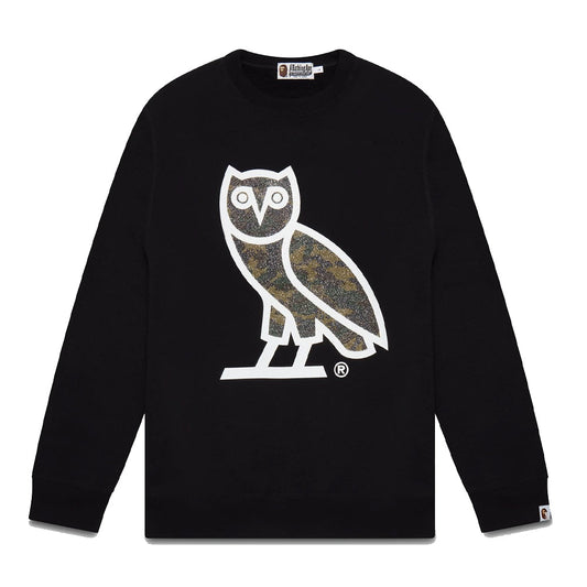 BAPE x OVO Glass Beads Woodland Camo Crewneck Black