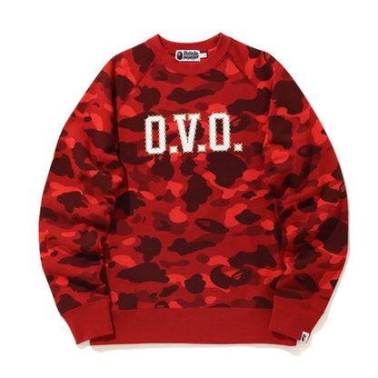 BAPE x OVO Color Camo Crewneck Red