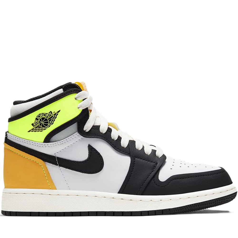 Jordan 1 Retro High White Black Volt University Gold (GS)