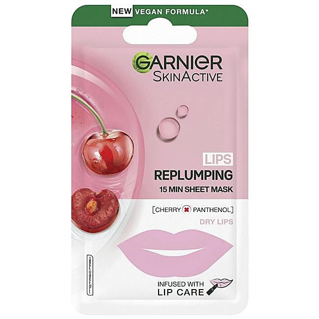 Garnier SkinActive Moisture Bomb Cherry Lip Mask.