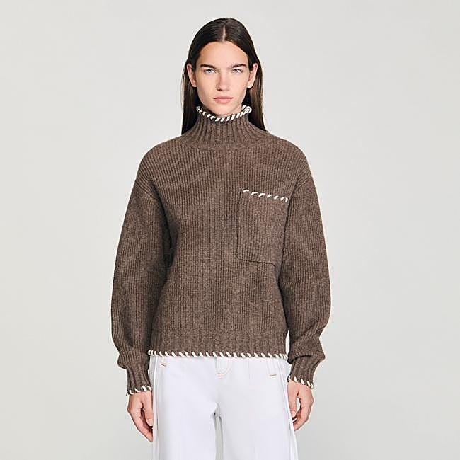 Brown sweater from Sandro, 212 euros.