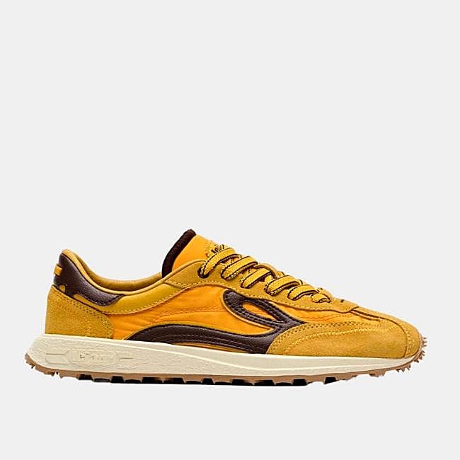 Yellow sneakers with dark accents from Lejan, €130