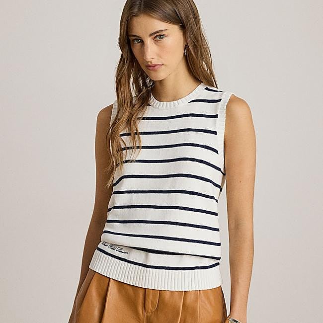 Top de punto sin mangas a rayas de Ralph Lauren, 145 euros.