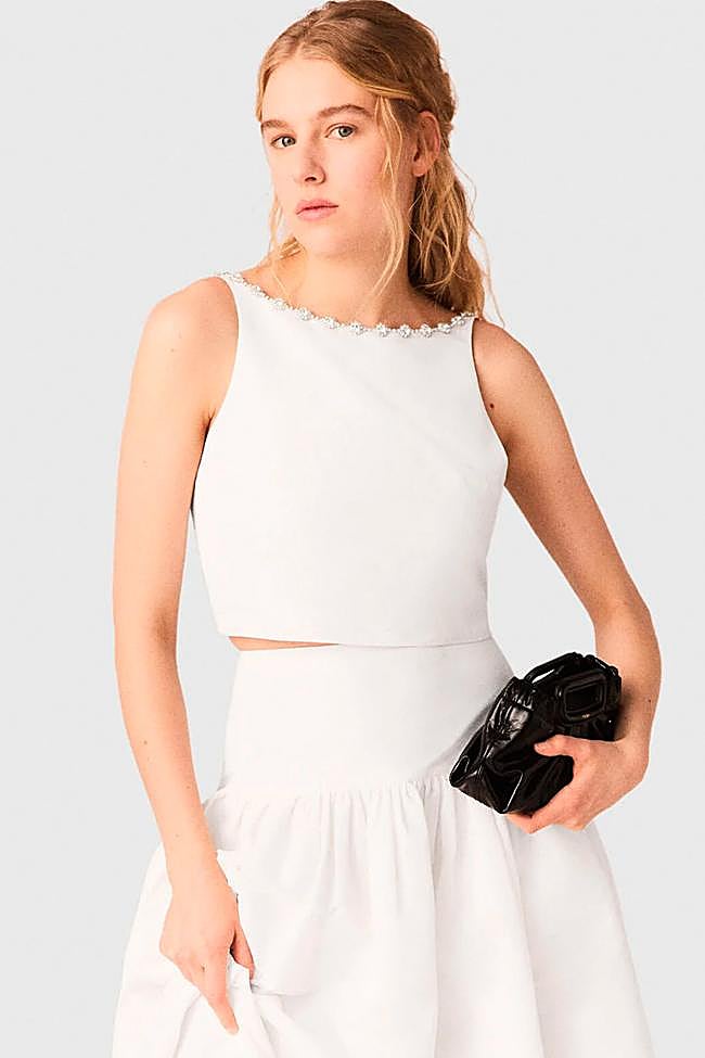 Top blanco cropped en blanco de Maje.