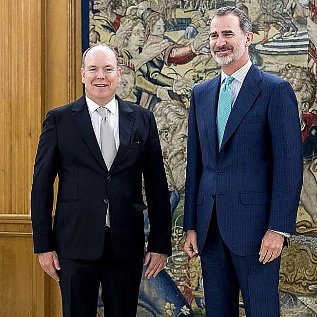 Alberto de Mónaco, durante su visita al rey Felipe en 2019.