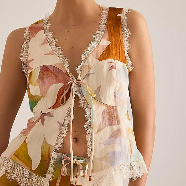 Printed top with lace details from Anthropologie, 103 euros.