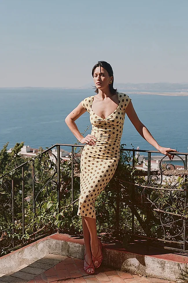Dress with polka-dot print by Rouje (185 euros)
