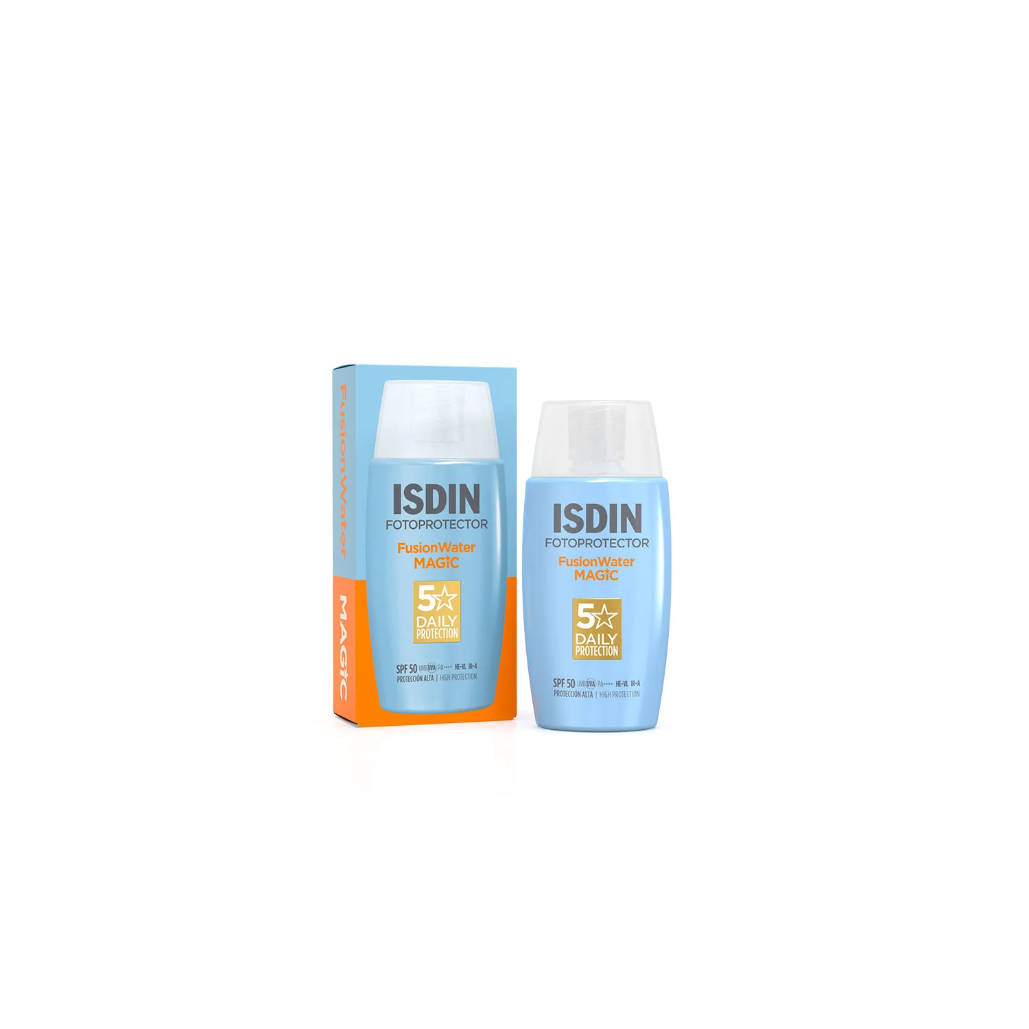 ISDIN Fusion Water Magic SPF 50 sunscreen.
