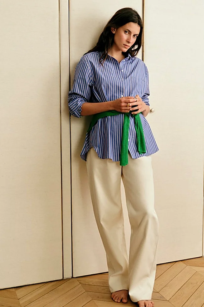 Camisa con rayas + pantalón ancho