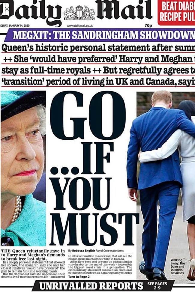 La portada del Daily Mail tras el Megxit.