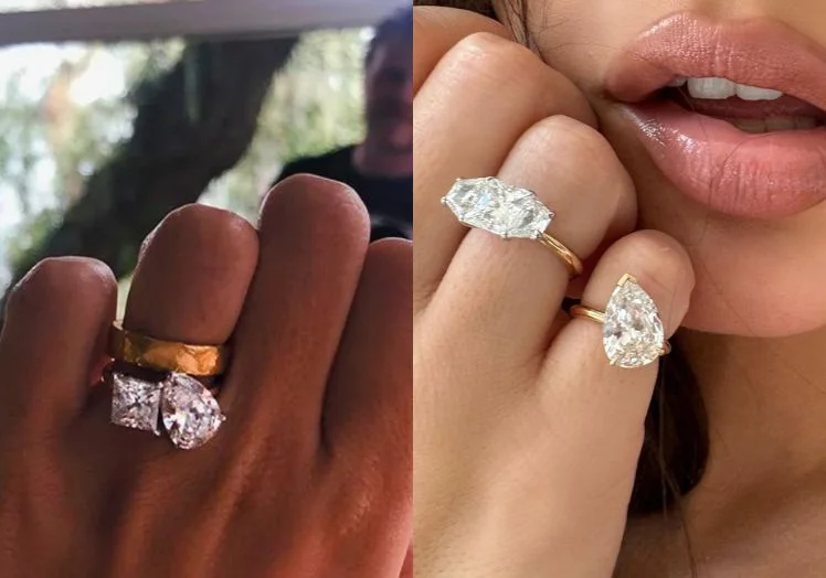El antes y el después del anillo de compromiso de Emily Ratajkowski.