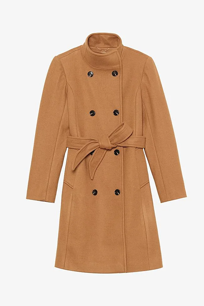 Camel coat with belt by Anna Field.