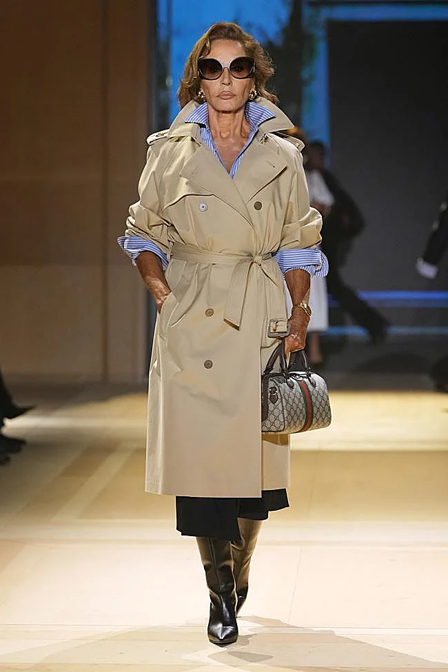 Naty Abascal walking for Gucci during Milan Fashion Week.