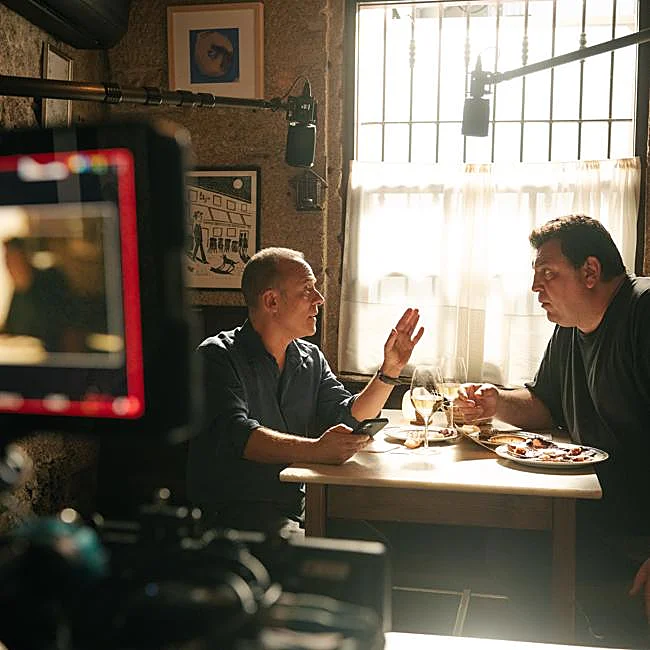 A moment from the filming of the Spanish series Caldas. The Last Boat.