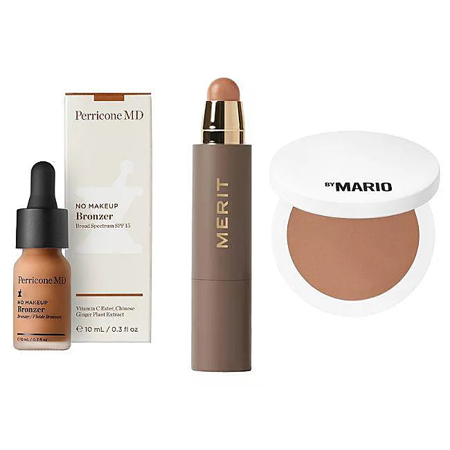 No Makeup Bronzer de Perricone MD, The Minimalist de Merit y SoftSculpt Bronzer de Makeup by Mario.