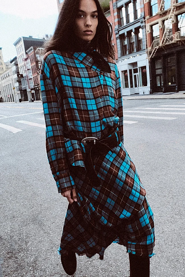 Conjunto con estampado de cuadros de Zara
