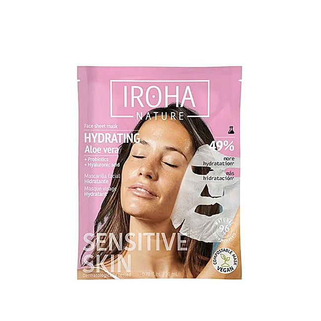 Mascarilla Facial Hidratante con Aloe Vera de Iroha Nature.