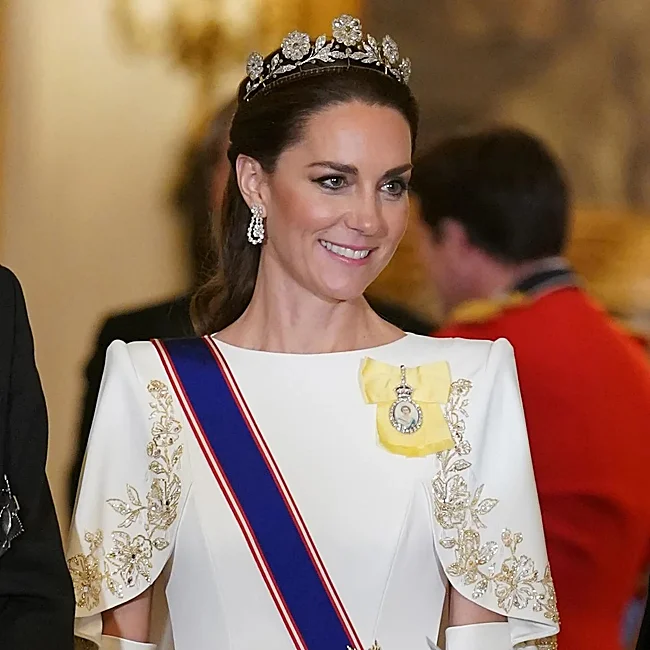 Kate Middleton with the Strathmore Rose Tiara in 2023.