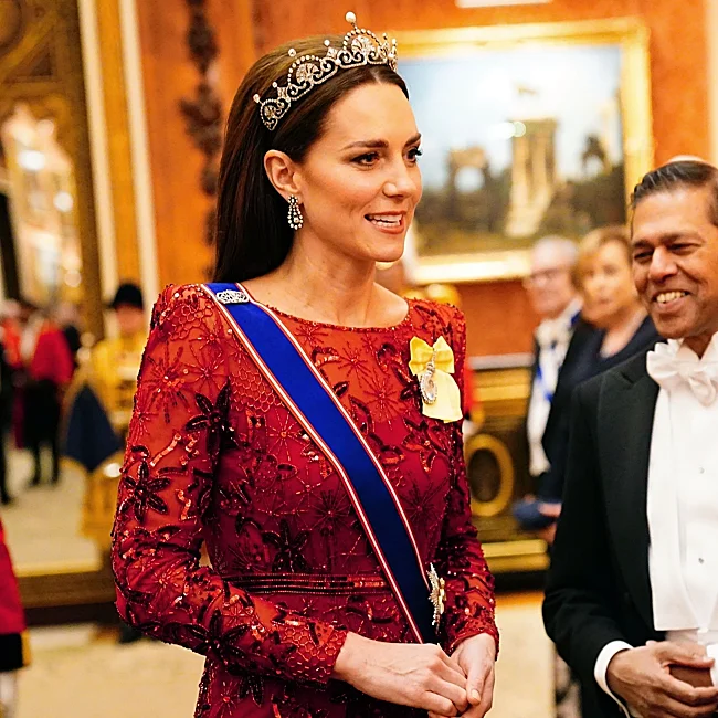 Kate Middleton wears the Lotus Flower Tiara in 2022.