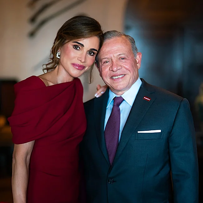 Rania junto a su esposo, el rey Abdalá de Jordania.