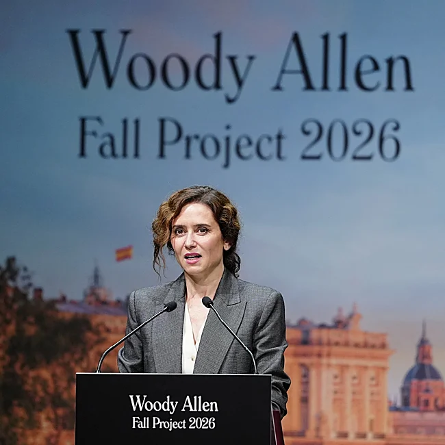 Isabel Díaz Ayuso, durante la presentación del proyecto de Woody Allen.